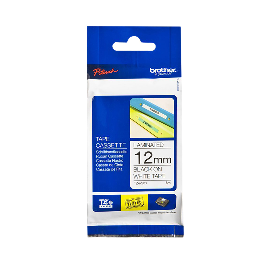 In tem nhãn decal mã vạch Brother TZe-231 tiêu chuẩn Black on White