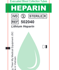 Cuộn decal tem nhãn có nội dung Heparin xanh lá kích thước 2.1 m
