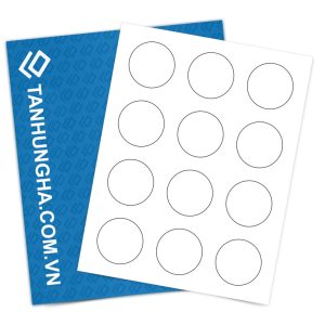 Tem nhãn - Decal trắng hình tròn đường kính 59mm dạng tệp