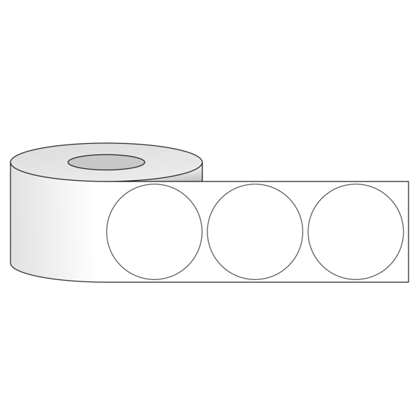 Tem nhãn - Decal trắng dạng cuộn hình tròn 63.5mm - Đường kính ngoài 127mm
