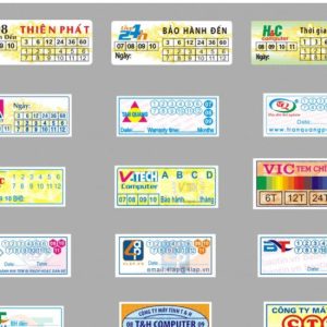 Tem nhãn decal dán bảo hành sản phẩm đa dạng nhiều mẫu mã