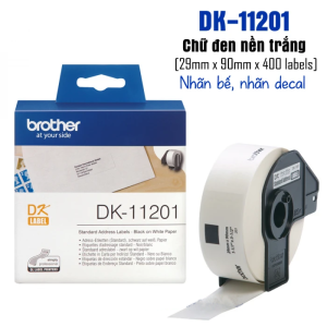In tem nhãn decal mã vạch Brother DK-11201 kích thước 29mm x 90mm dạng cuộn