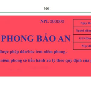 Decal in tem nhãn an ninh màu đỏ xanh đen 160x50mm