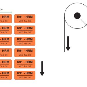 Decal in tem nhãn màu cam chữ màu đen 26x11mm