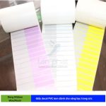 Giấy in tem vàng PVC 1 tem 70x15/2x50M đuôi 30x3