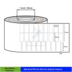 Giấy in tem vàng PVC 1 tem 70x15/2x50M đuôi 30x3