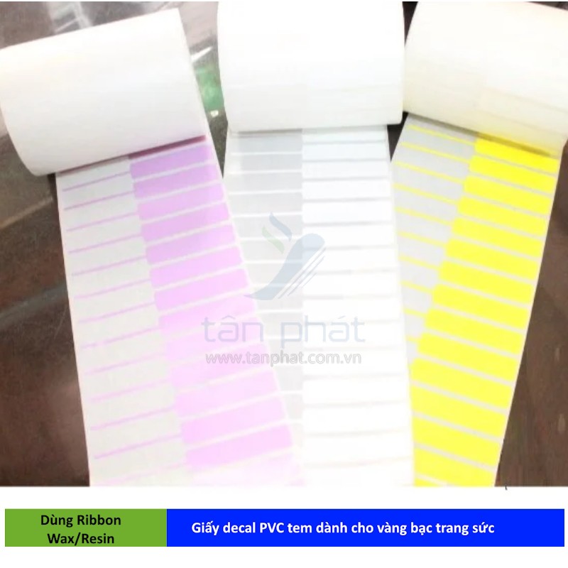 Giấy in tem vàng PVC 1 tem 50x12x 50M- đuôi 40x2