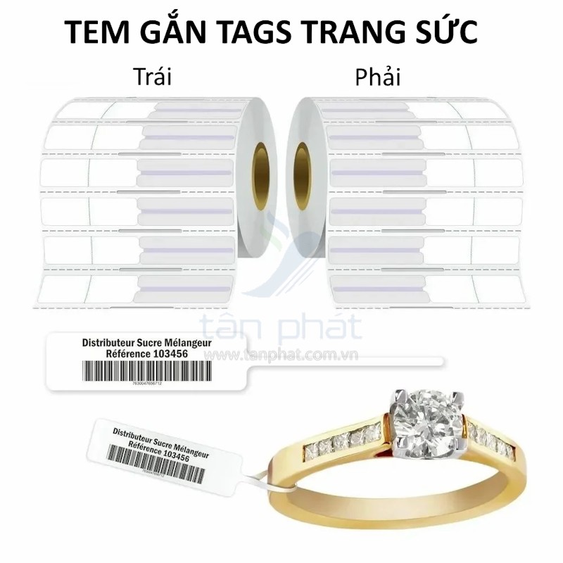 Giấy in tem vàng PVC 1 tem 50x12x 50M- đuôi 40x2