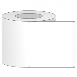 Giấy in mã vạch 1 tem PVC 108x108x100M, bo góc