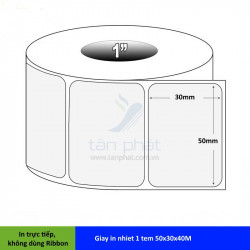Giấy in nhiệt 1 tem 50x30x40M