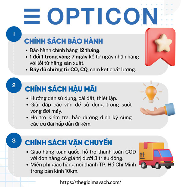 Chính sách máy quét mã vạch Opticon tại Thế Giới Mã Vạch Chính sách mua máy quét mã vạch Opticon M-11 tại Thế Giới Mã Vạch