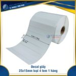 Decal giấy in mã vạch 25x15mm loại 4 tem 1 hàng
