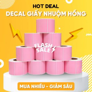 Khuyến mãi: Decal giấy in mã vạch 100x65mm màu hồng