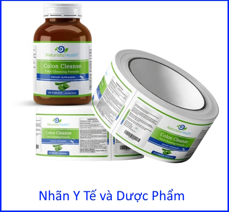 Giấy in mã vạch PVC 1 tem trong y tế