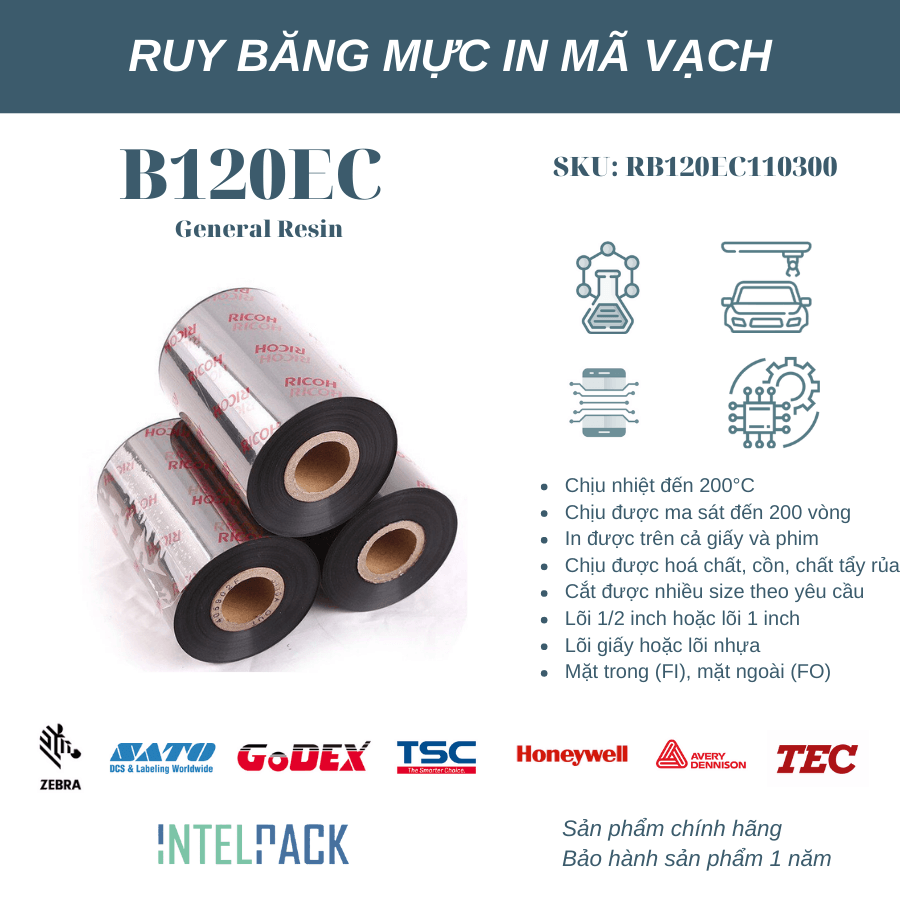 Ruy băng mực in nhiệt Ricoh B120EC đặc điểm